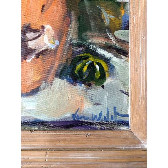 “Autumn Harvest Oil Painting – Signed Van Wall Still Life, Pumpkins & Gourds, - Picture 4 of 10